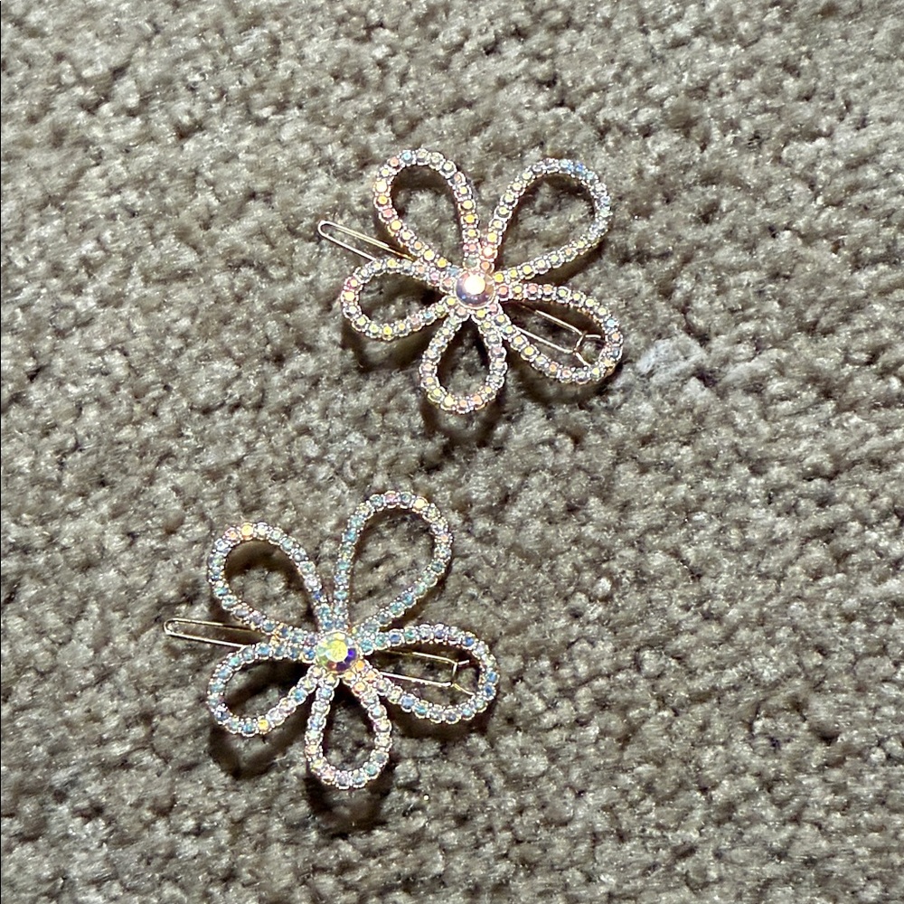Elegant Crystal Flower Hair Clips